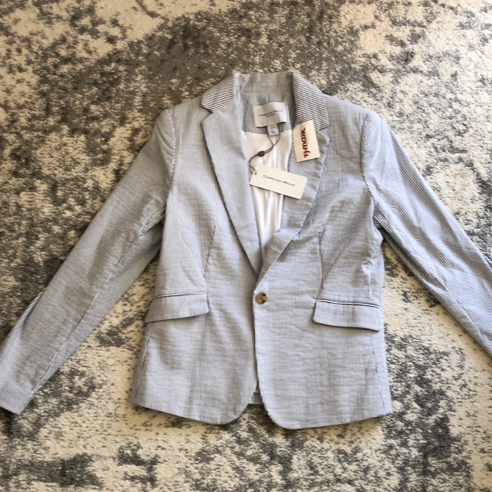 Blue and White Pinstripe Blazer